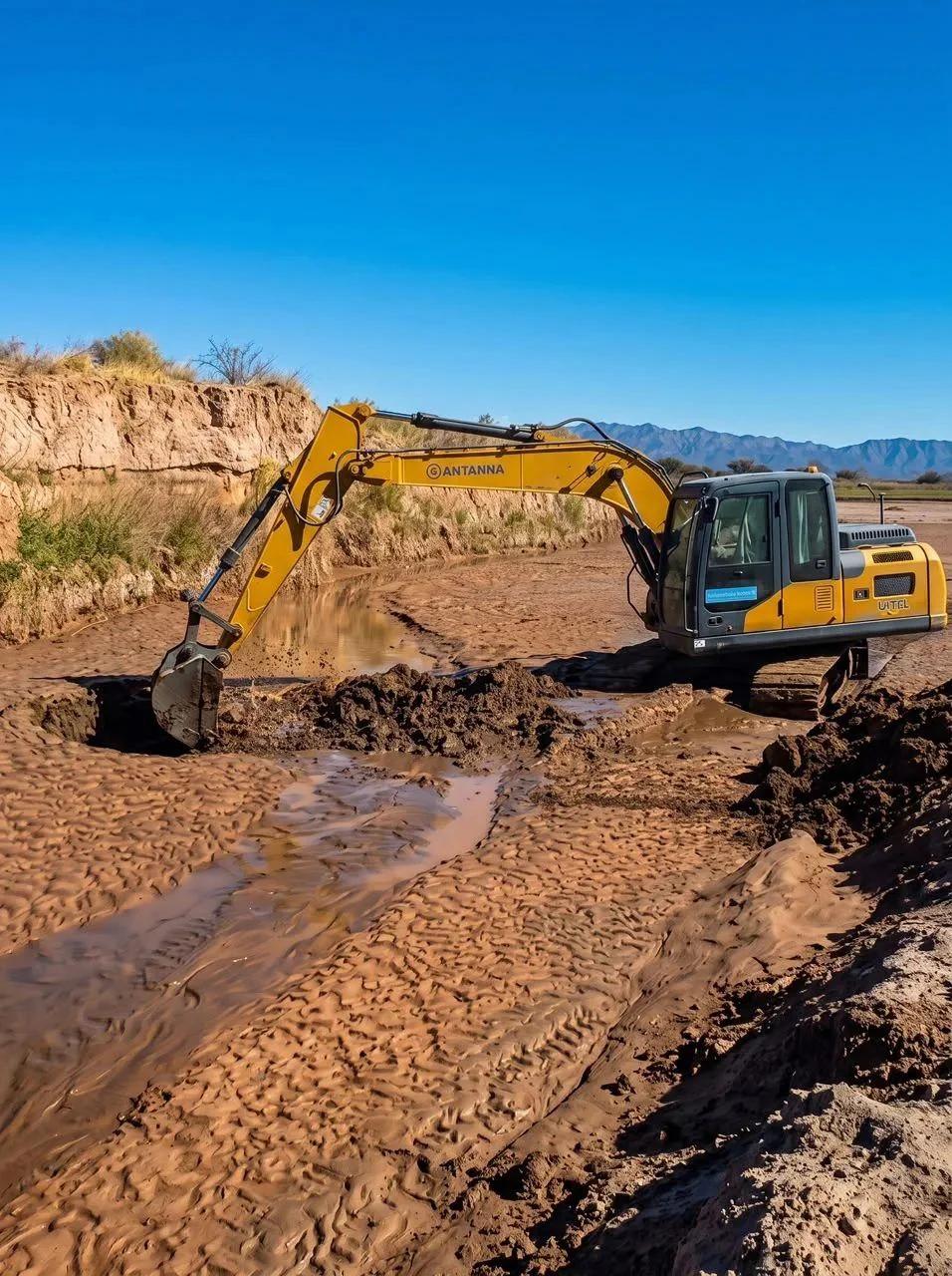 Villa Castelli refuerza las defensas del río Bermejo ante las lluvias
