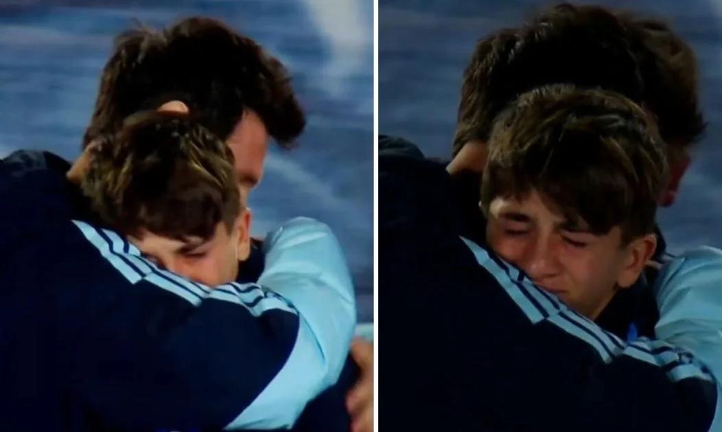 El emotivo llanto de Thiago Messi en la despedida de Lionel