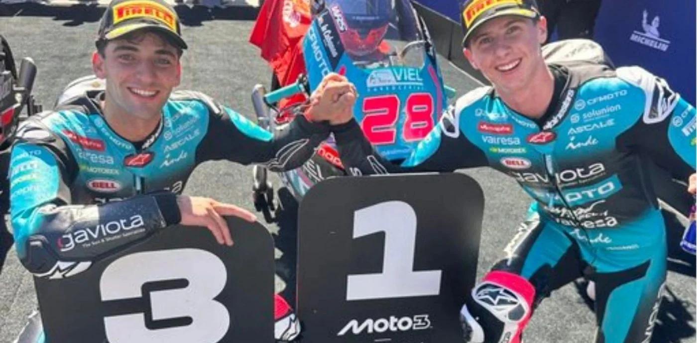 Moto3: Morelli brilló y se subió al podio en Aragón, con Perrone en el octavo lu