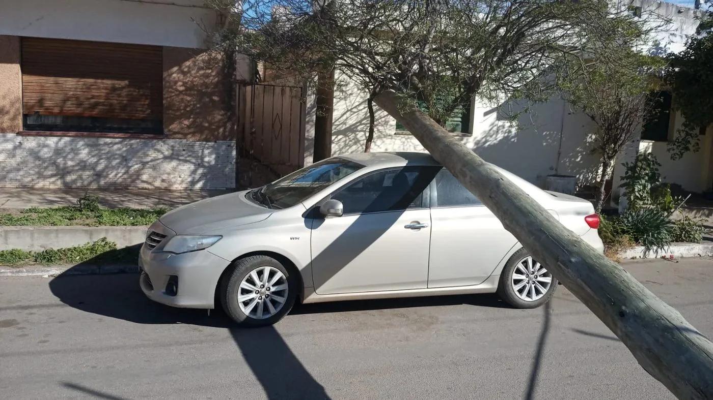 POSTE DE TELECOMUNICACIONES CAE SOBRE AUTO EN OLTA