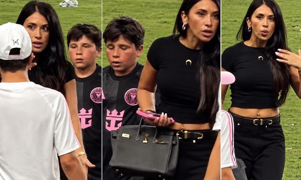 El tierno reto de Antonela Roccuzzo a Thiago Messi en pleno campo de juego