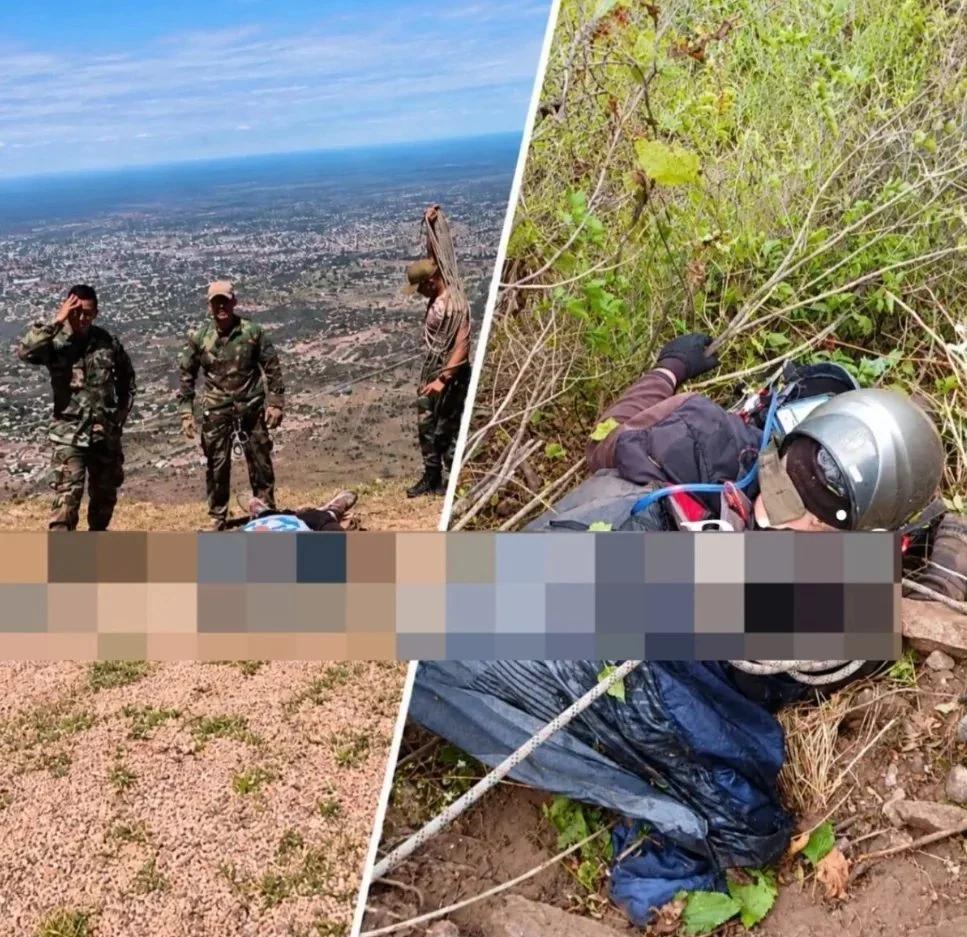 Rescataron a un parapentista tras caer en el cerro El Morro
