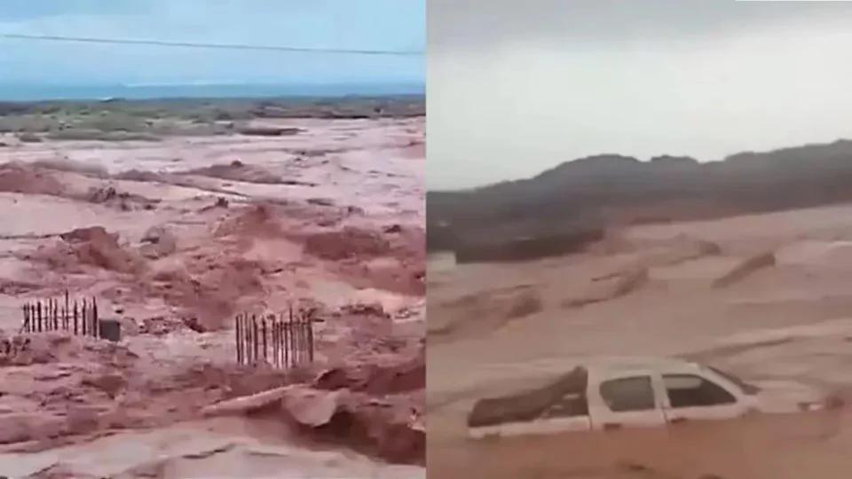 Ruta 40 anegada en Neuquén por fuertes lluvias